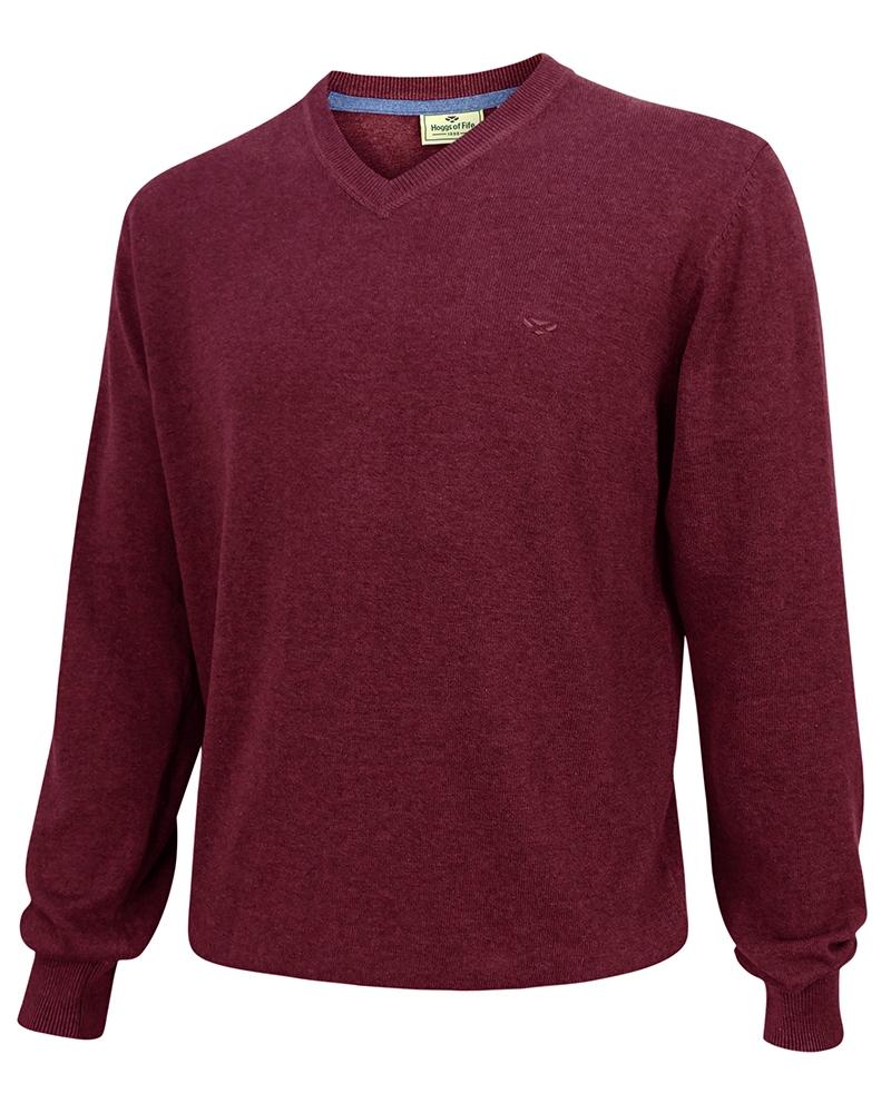 Billede af Stirling pullover, bomuld, v-hals, vinrød - S (39-40)