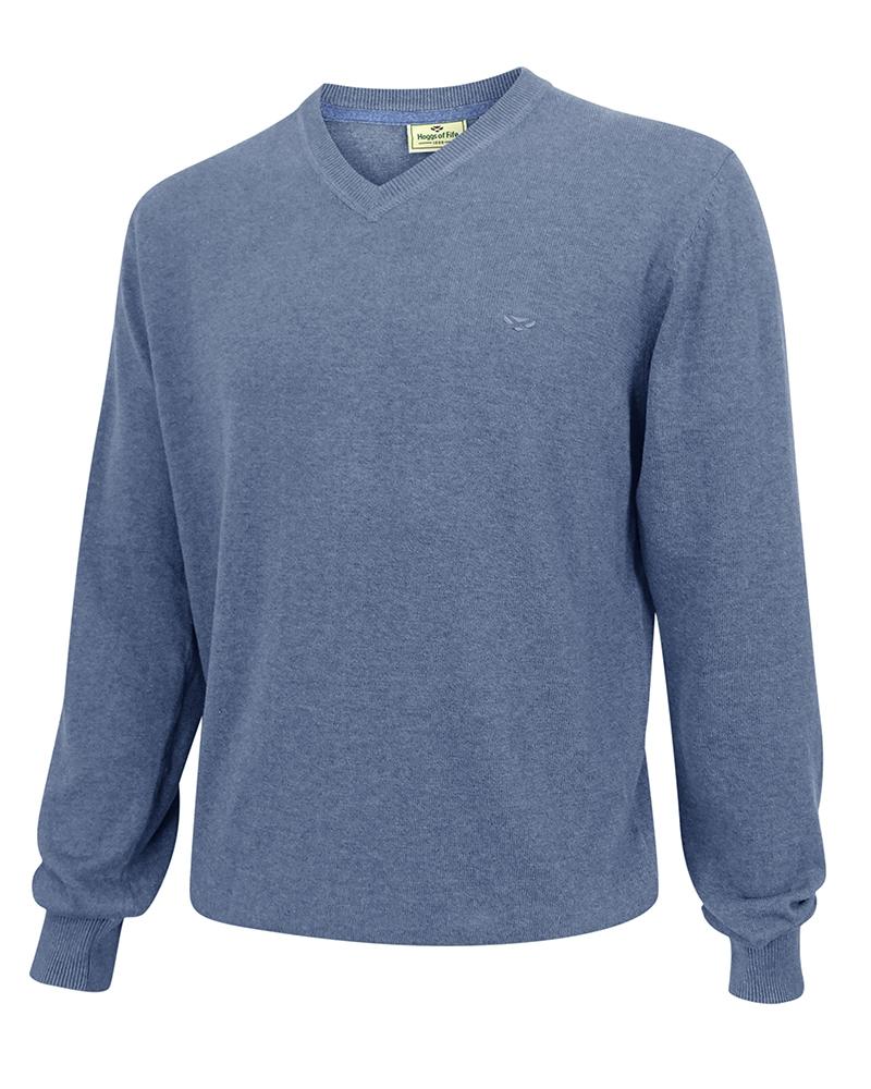 Se Stirling pullover, bomuld, v-hals, lyseblå - S (39-40) hos Godsejeren