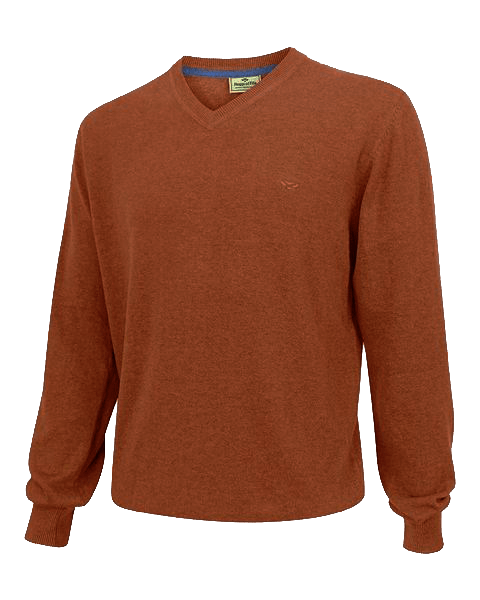Stirling pullover, bomuld, v-hals, rust - L (42-44)