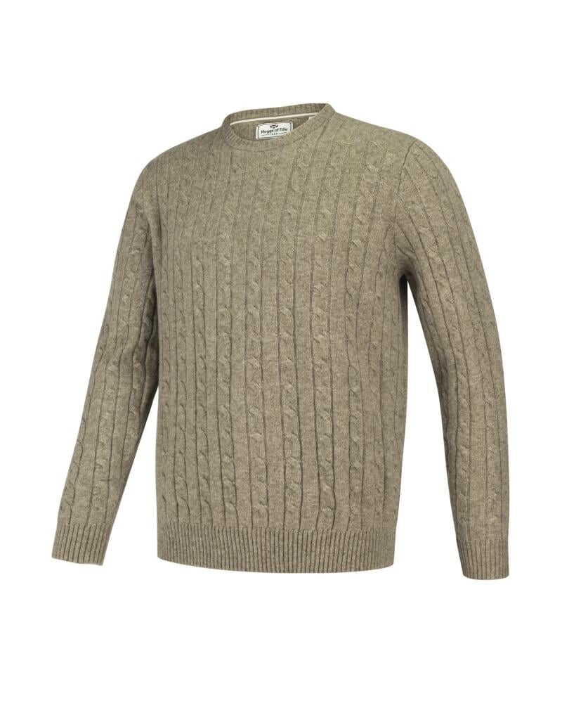 Jedburgh Crew Neck Cable Pullover, uldmix, oatmeal - M (41-42)