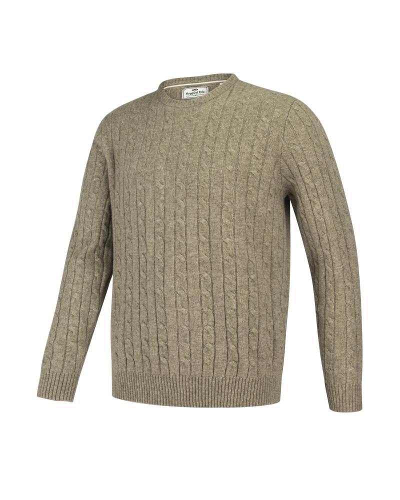 Jedburgh Crew Neck Cable Pullover, uldmix, oatmeal - S (39-40)