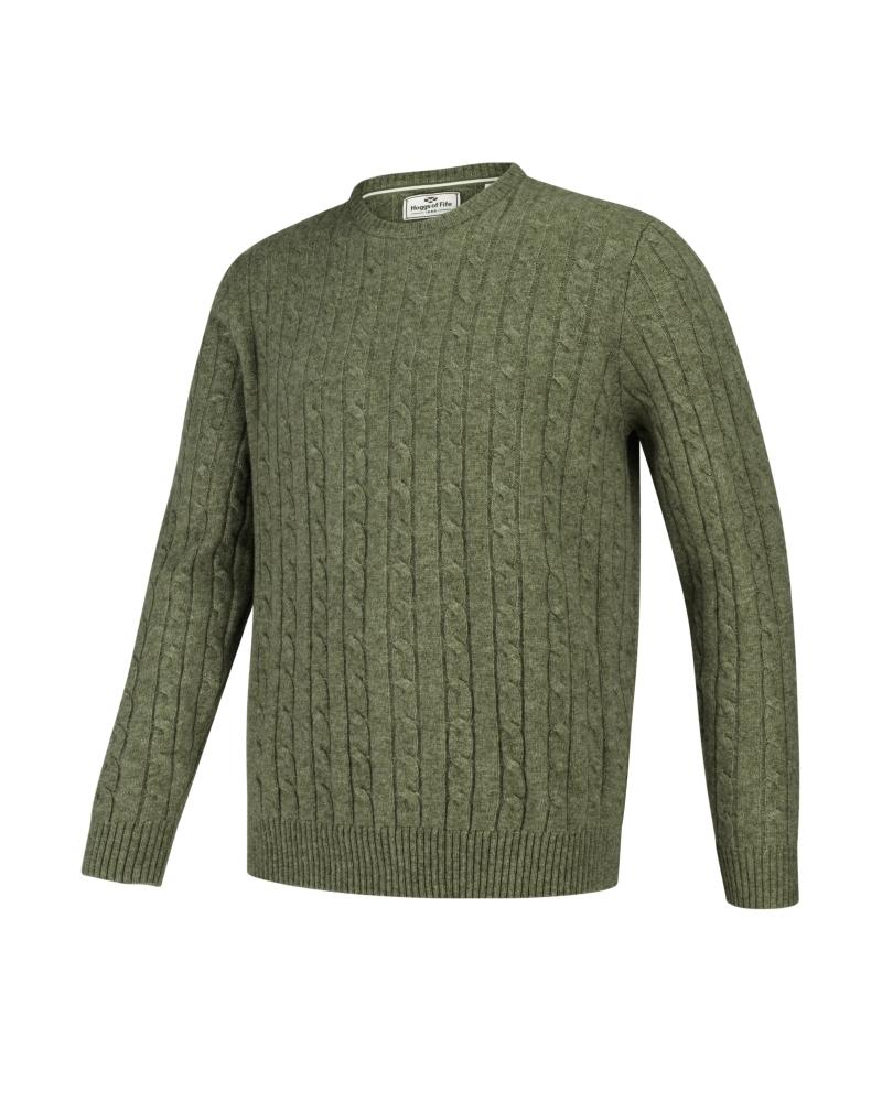Jedburgh Crew Neck Cable Pullover, timiangrøn - XL (45-46)