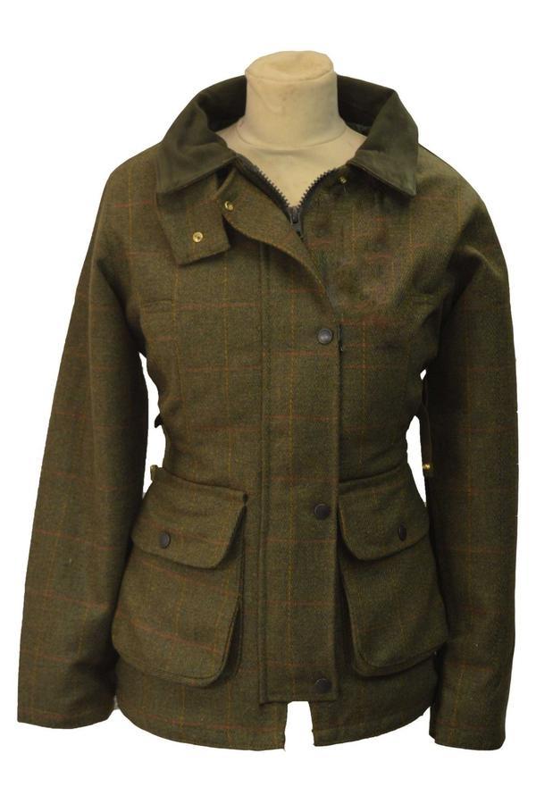 Se Hazelwood Ladies Tweed Country Jacket, mørk grøn - 16 (XL) hos Godsejeren