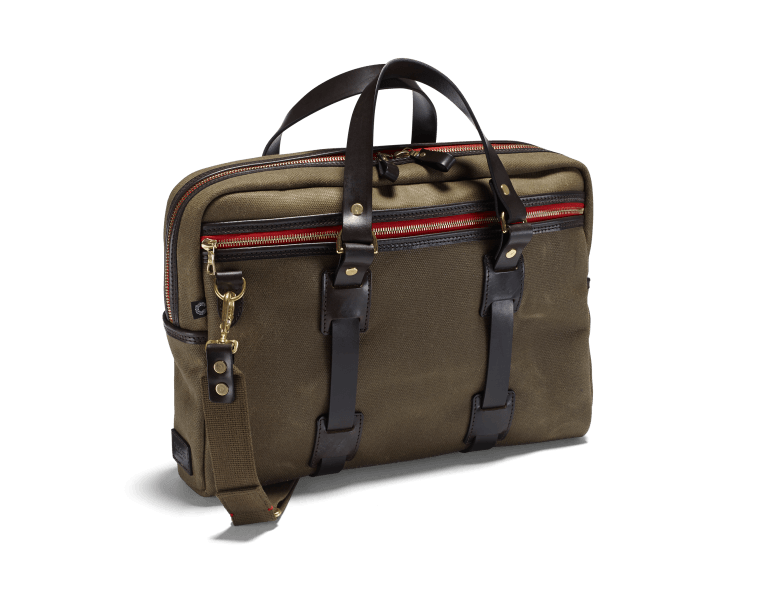 Se CROOTS Vintage Laptop Bag, kanvas, olivengrøn hos Godsejeren