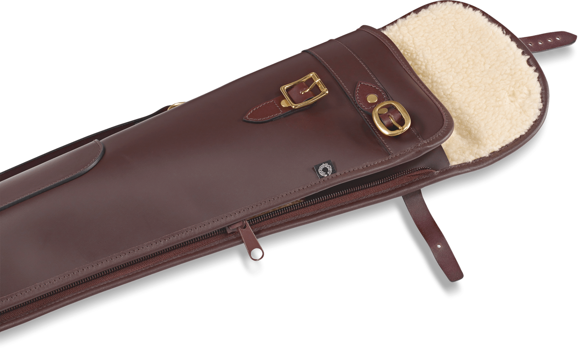 Se CROOTS Byland Shotgun Slip zip/flap, læder, oxblood - 32" hos Godsejeren