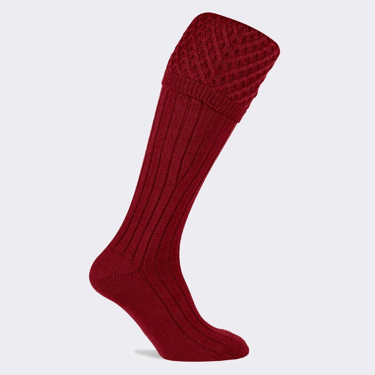 Billede af Pennine Chelsea deep red jagtstrømper, merionould - S (36-39)