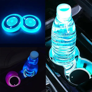 2Pc Led Car Cup Holder Bottom Pad LED Light Cover Trim Atmosphere Lamp Lights Anti-slip Mat Colorful Light Coaster  Car light - Cool Cups Day 🥤