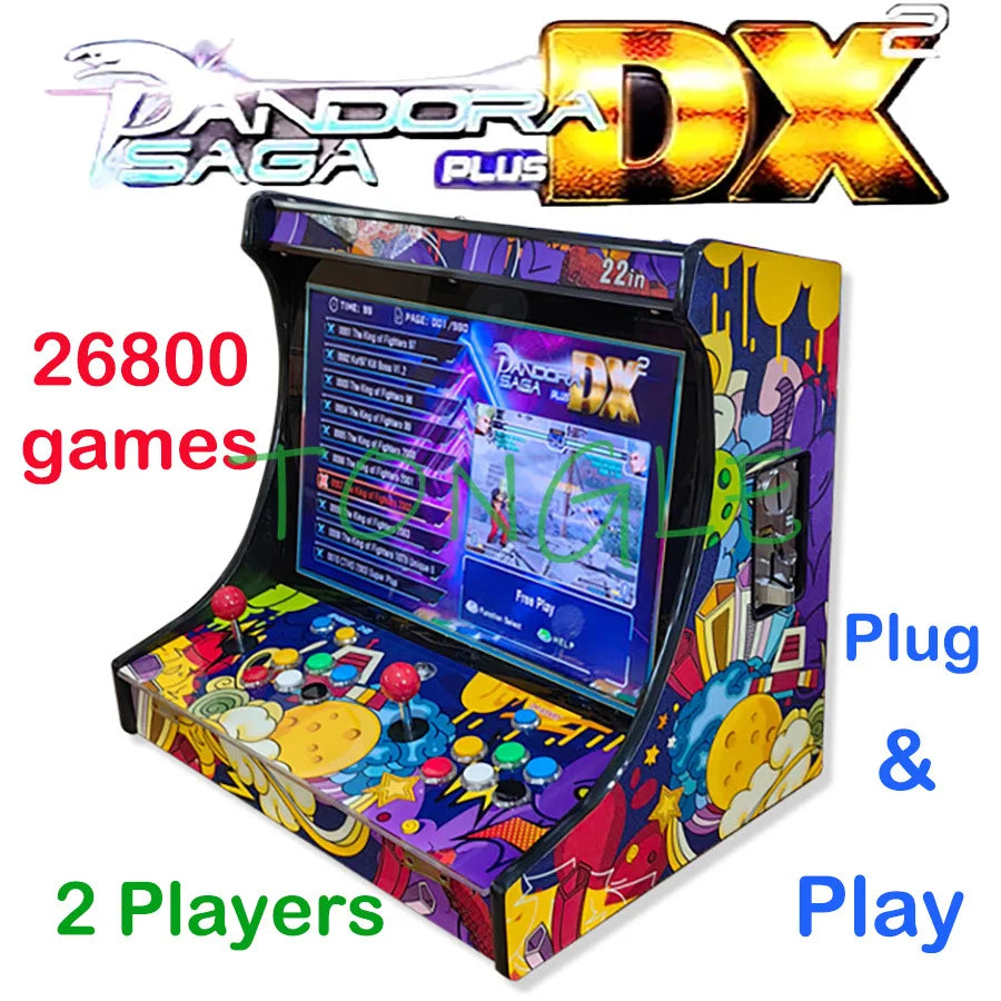 2 Players Arcade Video Game Console 22 Inch LCD Bartop build with SAGA PANDORA DX 26800 In 1 Coin Acceptor Joystick Button To TV