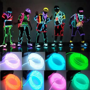 Glow EL Wire Cable LED Neon Christmas Dance Party DIY Costumes Clothing Luminous Car Light Decoration Clothes Ball Rave 1m/3m/5m - Cool Cups Day 🥤 - El Wire White