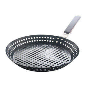 Non-stick Metal Grilling Skillet BBQ Grill Skillet Pan with Holes for Outdoor Grill Topper BBQ Pan for Vegetables Seafood Meat - Cool Cups Day 🥤 - Grill Skillet Pan
