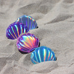 Holographic Mermaid Shell Compact Mirror - Silver