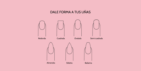 Conoce y aprende a limar tus uñas con las formas de moda. Redonda, cuadrada, ovalada, semicuadrada, almendra, stiletto y bailarina