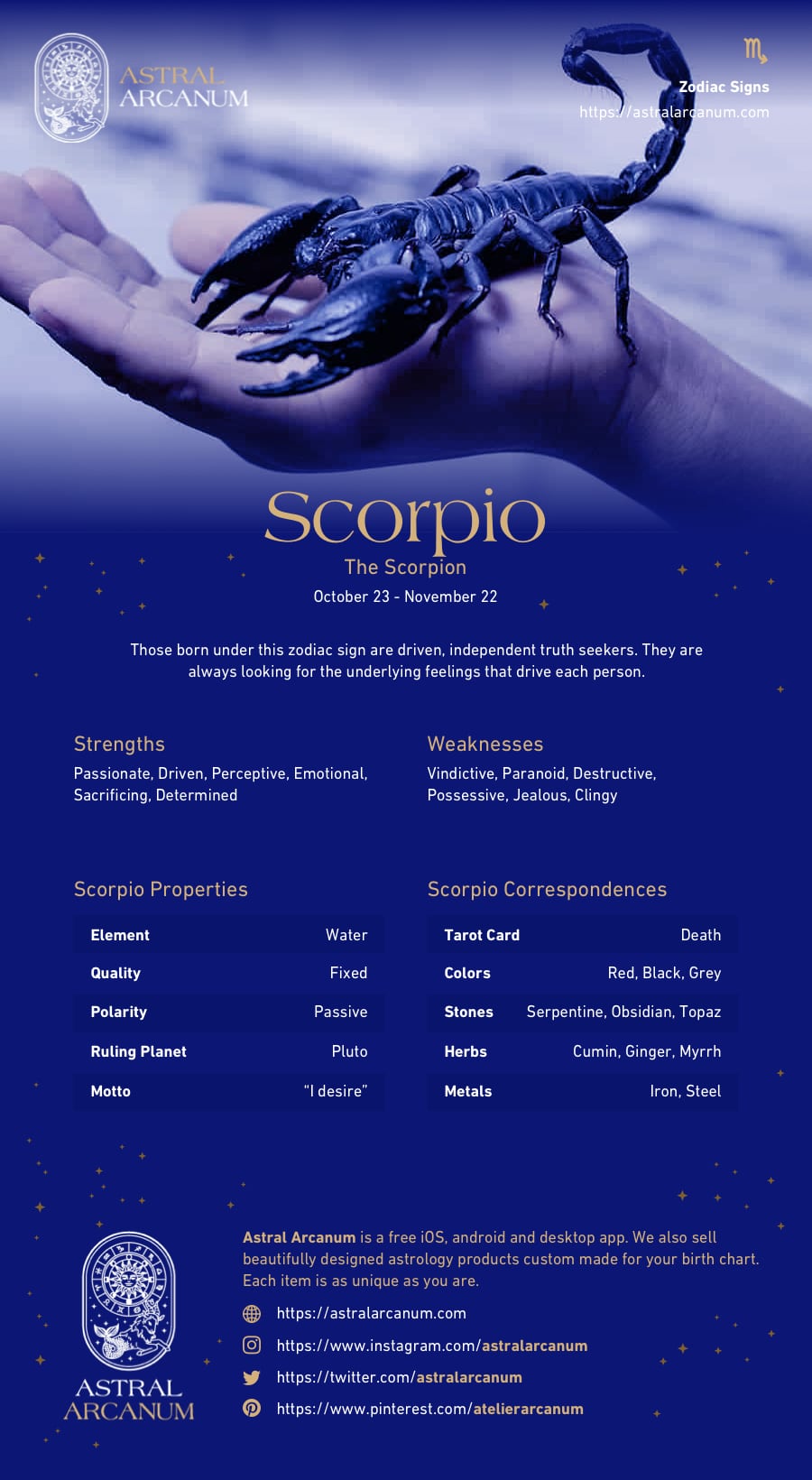 Astrology Zodiac Sign Scorpio Infographic - Scorpio Personality, Scorpio Careers, Scorpio Work, Scorpio Correspondences