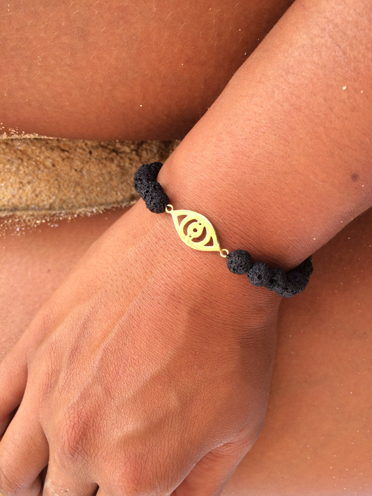 Evil Eye Lava Bracelet