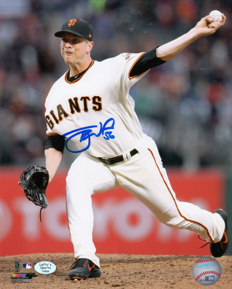 Logan Webb San Francisco Giants Autographed 8x10 Photo (Vertical,  Celebrating, White Jersey)