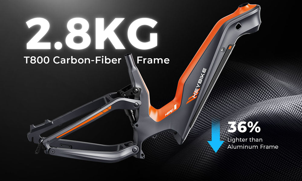 lightweight carbon fiber frame on the Hero ebike