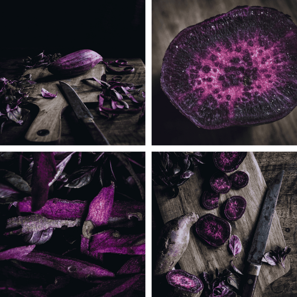 Kremna juha iz vijoličnega krompirja in cvetače