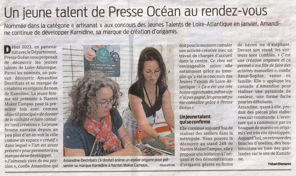 Article de Presse Océan sur kamidine et le Nantes Maker Campus