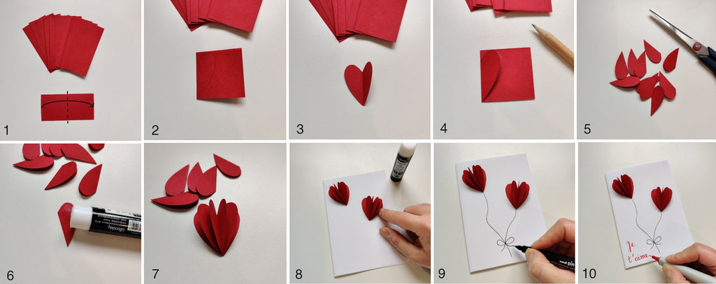 Tutoriel carte de Saint Valentin - cœurs en forme de ballon