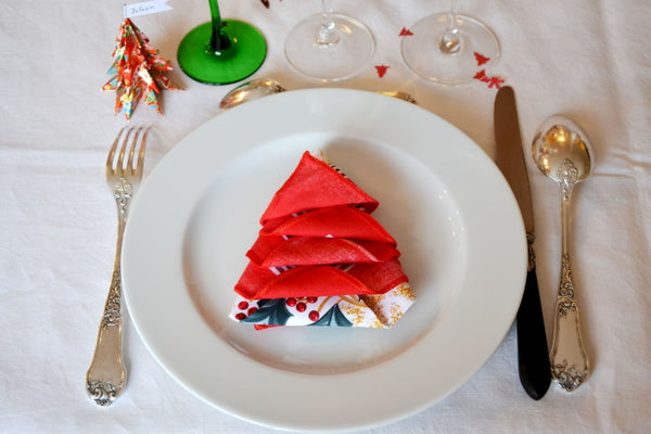 serviette de table en tissu en forme de sapin de noël