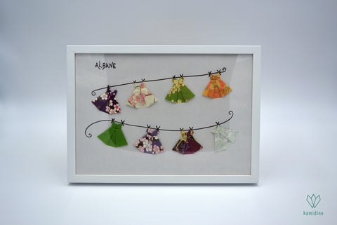 Cadre personnalisé pour Albane - 8 petites robes en papier origami