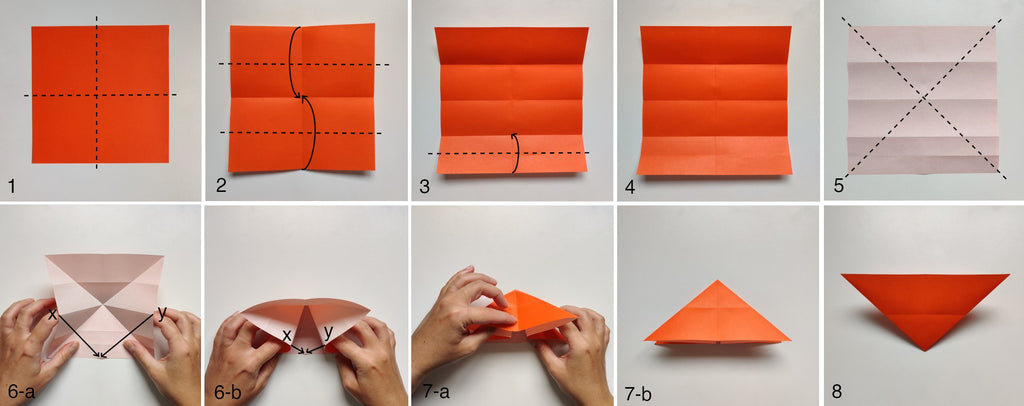 tuto origami chauve-souris (étapes de 1 à 8)