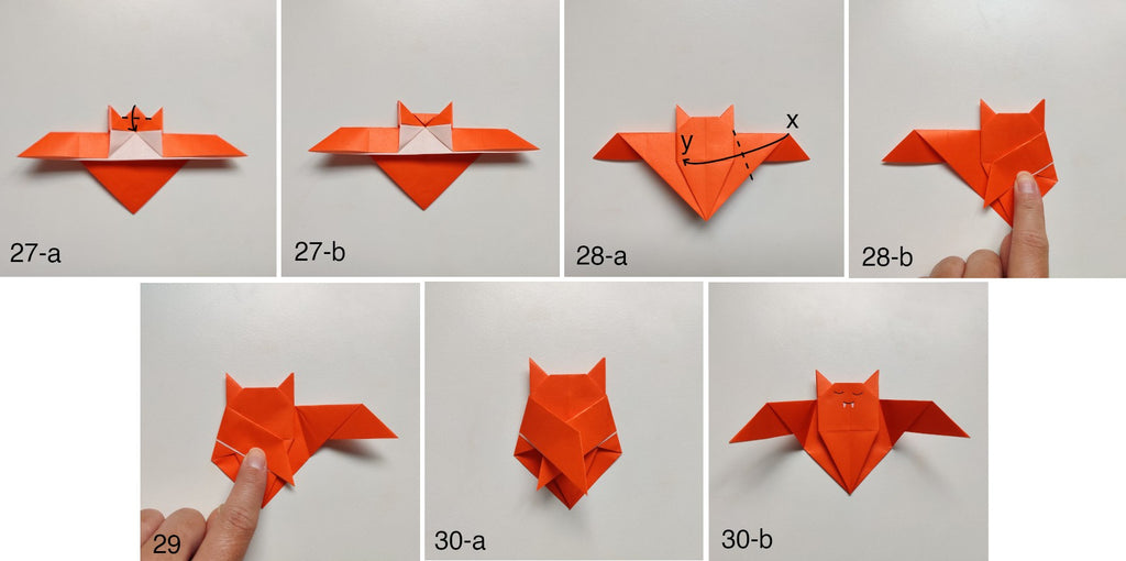 tuto origami chauve-souris (étapes de 27 à 30)