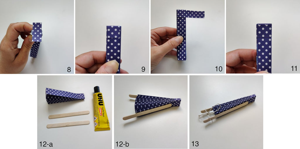 Tutoriel origami - éventail en papier (étapes 8 à 13)