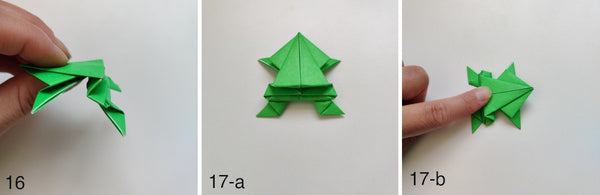 Tutoriel origami grenouille sauteuse, étapes 16 et 17