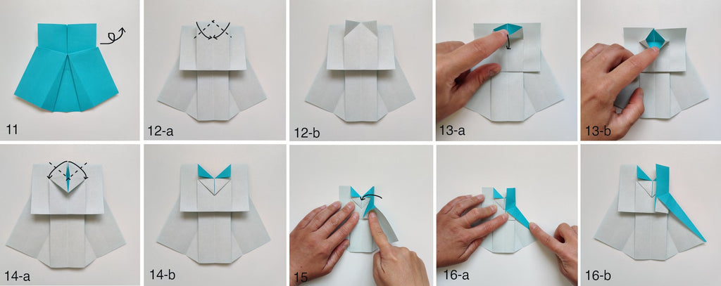 Tutoriel robe en origami - étapes intermédiaires