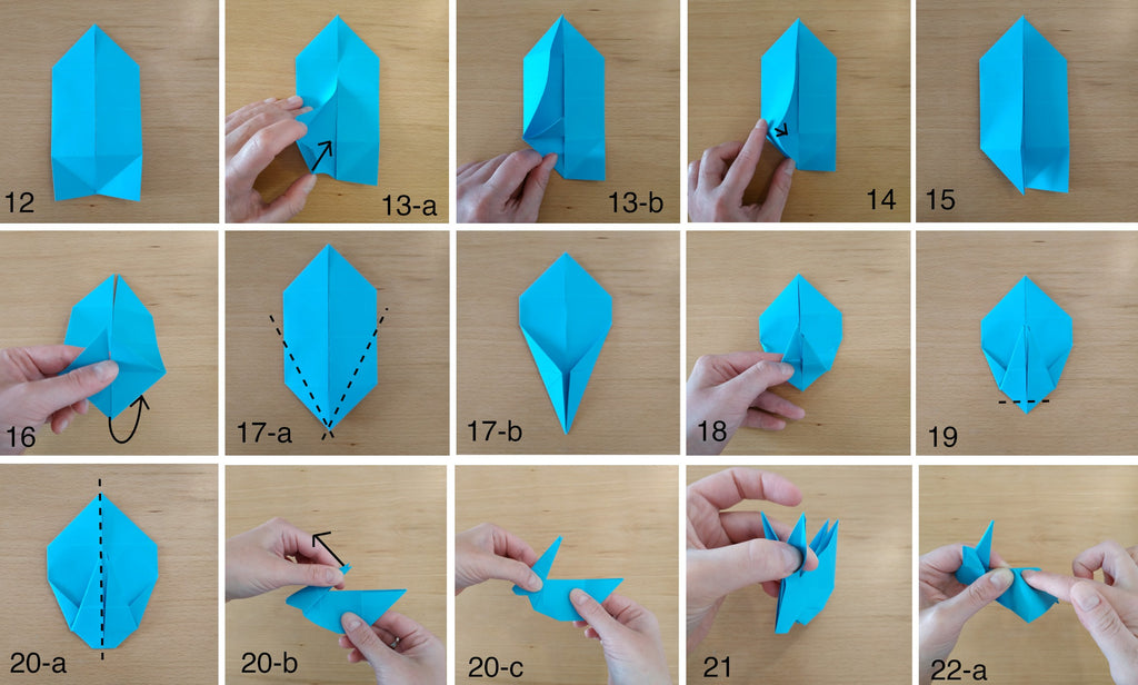 tutoriel lapin en origami - étapes 12 à 22