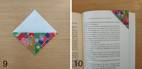 Tutoriel marque-page en origami (étapes 9 et 10)