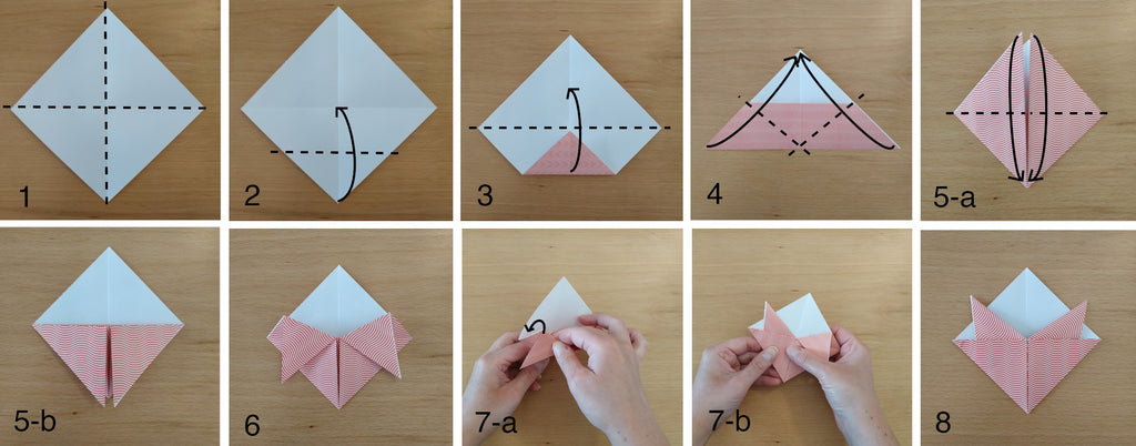 Tutoriel marque-page renard en origami (étapes 1 à 8)