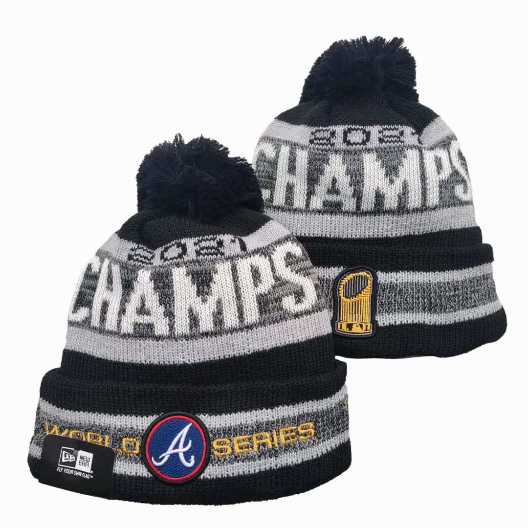 Los Angeles Rams New Era Stripe Cuffed Knit Hat with Pom - Gray