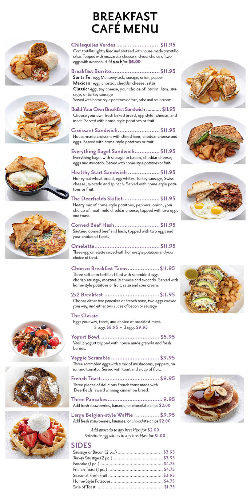 Deerfield Bakery Breakfast Café Menu