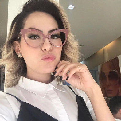 SO&EI Fashion Retro Half frame Cat eye Women Glasses Frame Can Be Equ –  zoloss