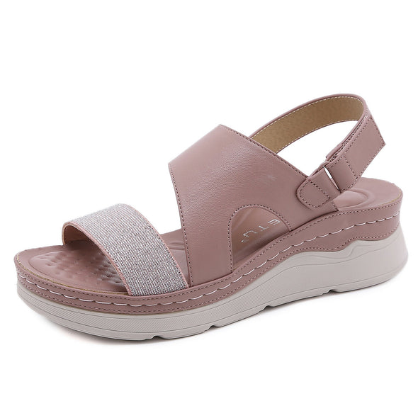 Nanccy Lightweight Velcro Casual Wedge Sandals for Women