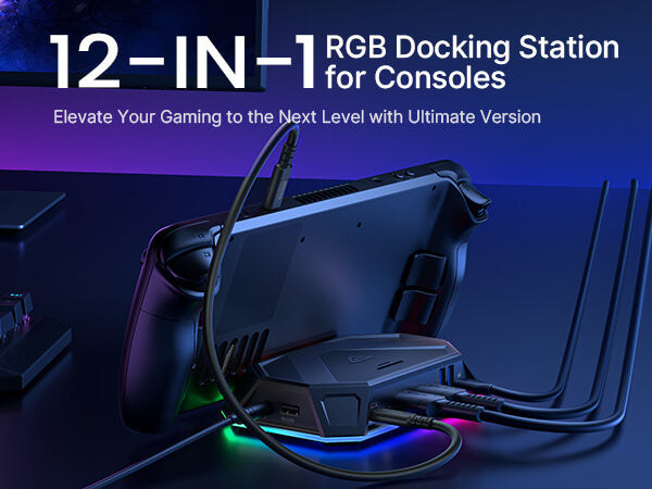 JSAUX Station d'accueil RGB pour Steam Deck(OLED)/ROG Ally/Legion Go, Steam  Deck Dock 8-en-1 avec HDMI 4K@60Hz, Gigabit Ethernet, USB-C 3.0, Double