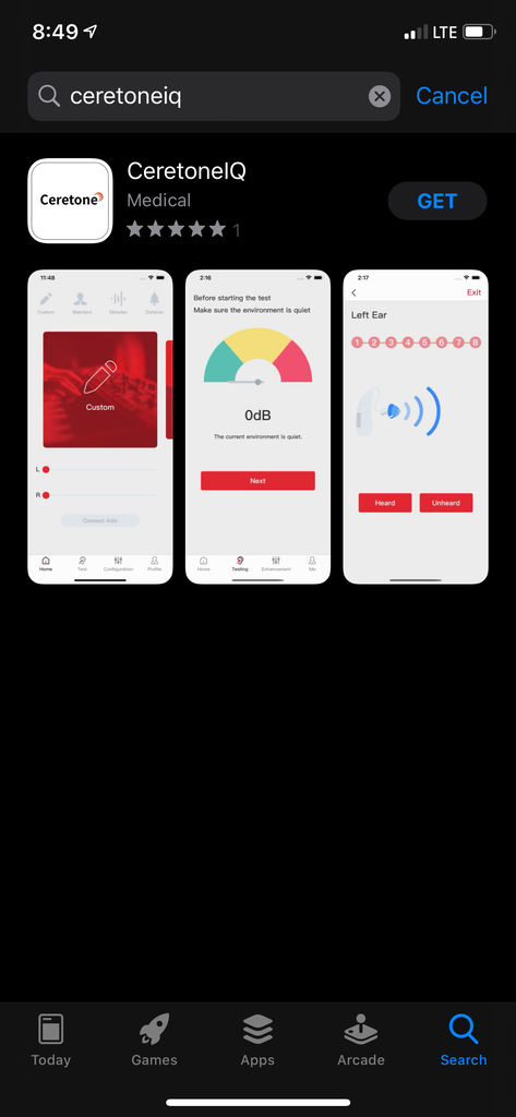 Aplicación de audífono Bluetooth Ceretone QUADRA M1X disponible para iPhone en App Store