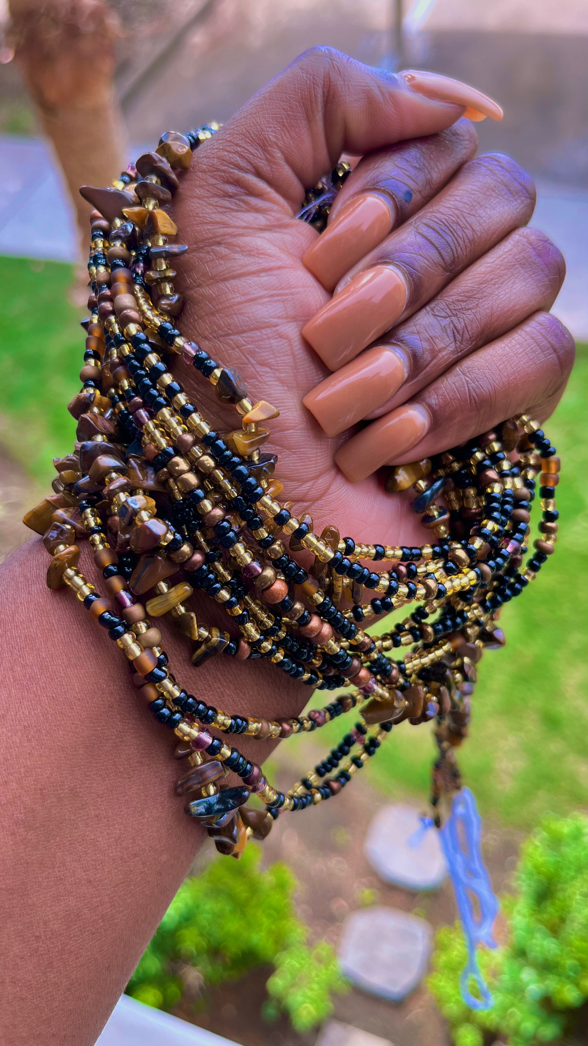 Silken Sable Extended Length Waist Beads