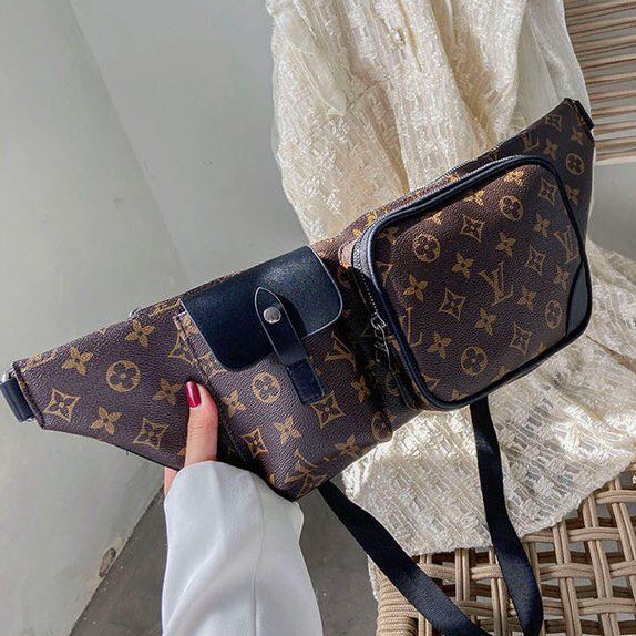 LV Louis Vuitton New Stitching Color Letter Print Shoulder Bag Messenger Bag