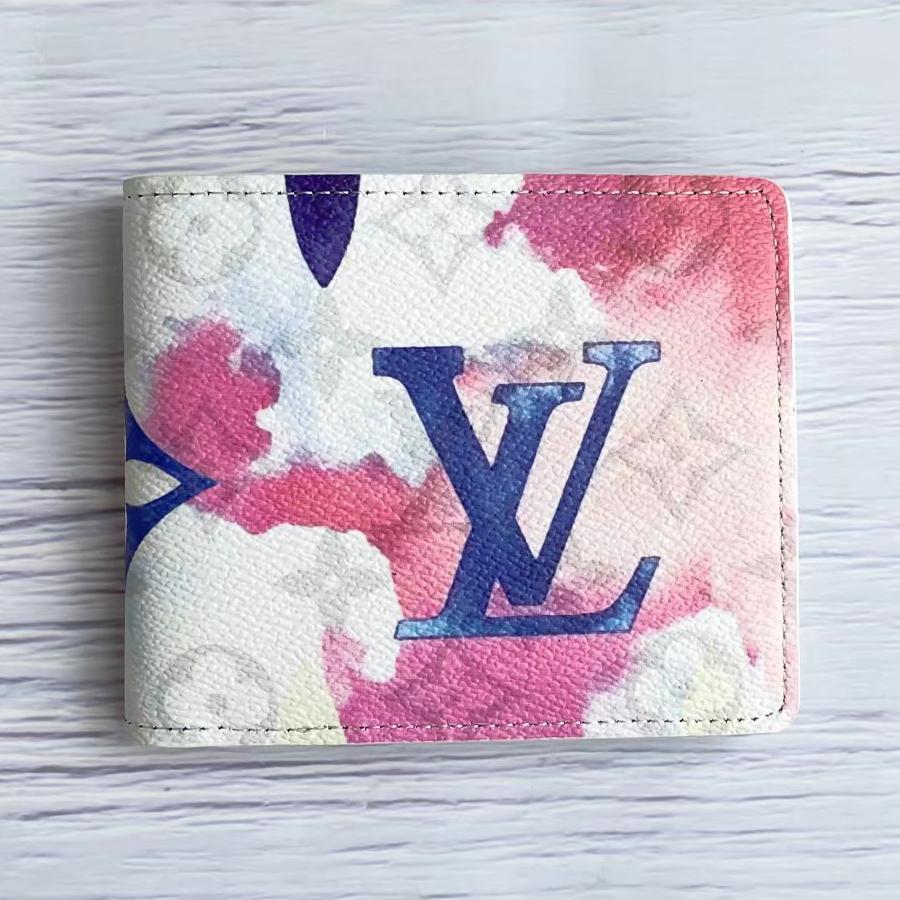 LV Louis Vuitton White Cloud Print Letter Flap Wallet Square Clu