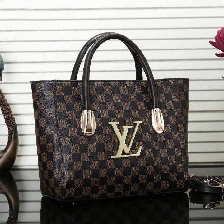 LV Louis Vuitton Trend Classic Letter Print Gold Buckle Handbag Shoulder Bag Messenger Bag