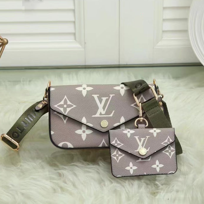 LV Louis vuitton fashion print wide shoulder strap shoulder bag