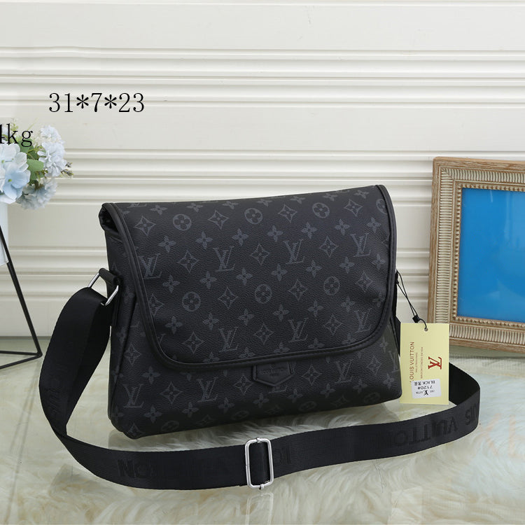 Louis Vuitton Messenger Shoulder Bag in Black Canvas