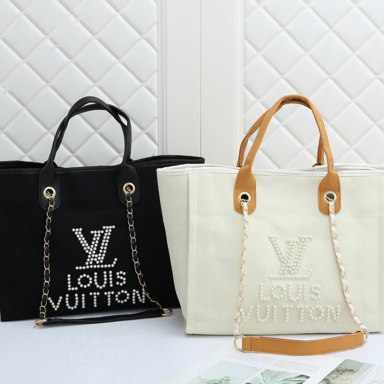 LV Louis Vuitton knitted letter logo women shopping tote bag shoulder bag messenger bag