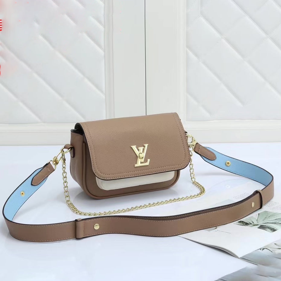 LV Louis vuitton flap wide shoulder strap chain shoulder bag