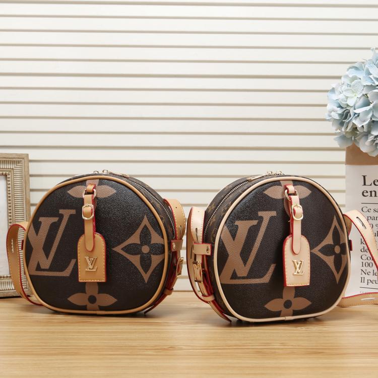 LV Louis Vuitton retro color matching printed letters round cake bag messenger bag shoulder bag