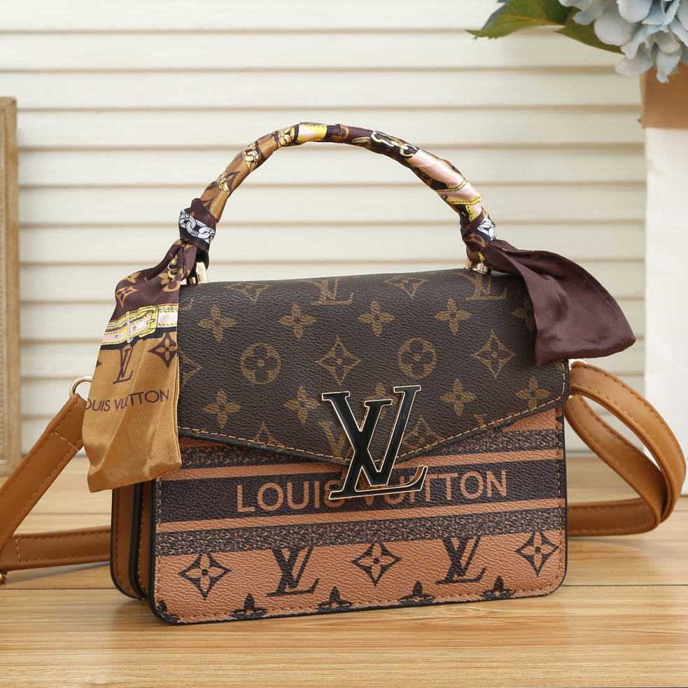 Louis Vuitton LV solid color embossed letters shoulder bag messe