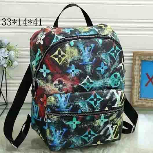 LV Louis vuitton color letter printing large capacity men's and women's backpack school bag